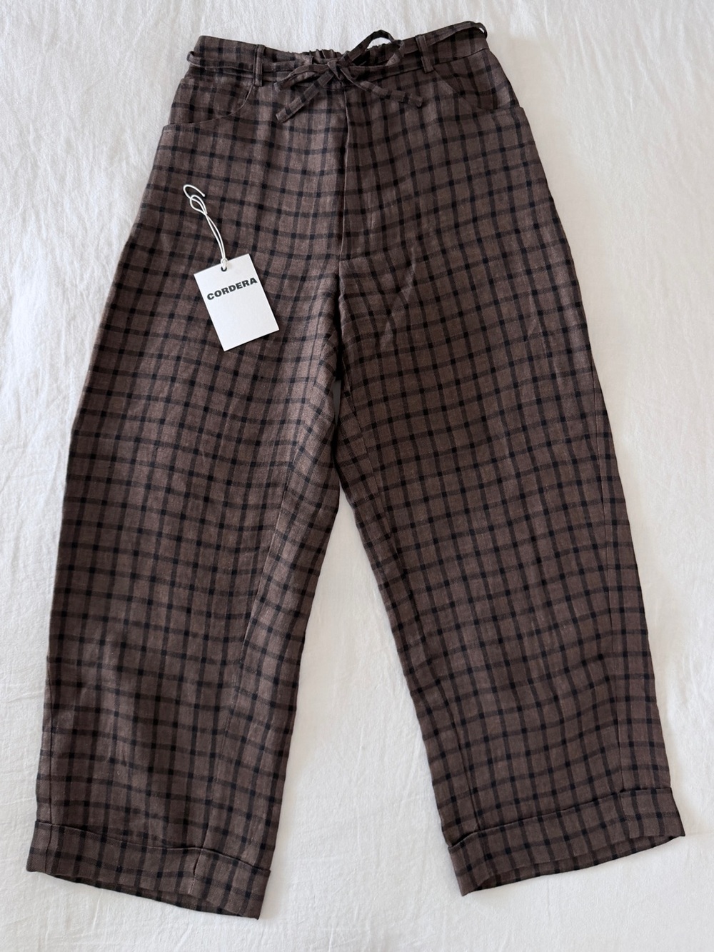 Cordera Linen Relaxed Checkered Pants